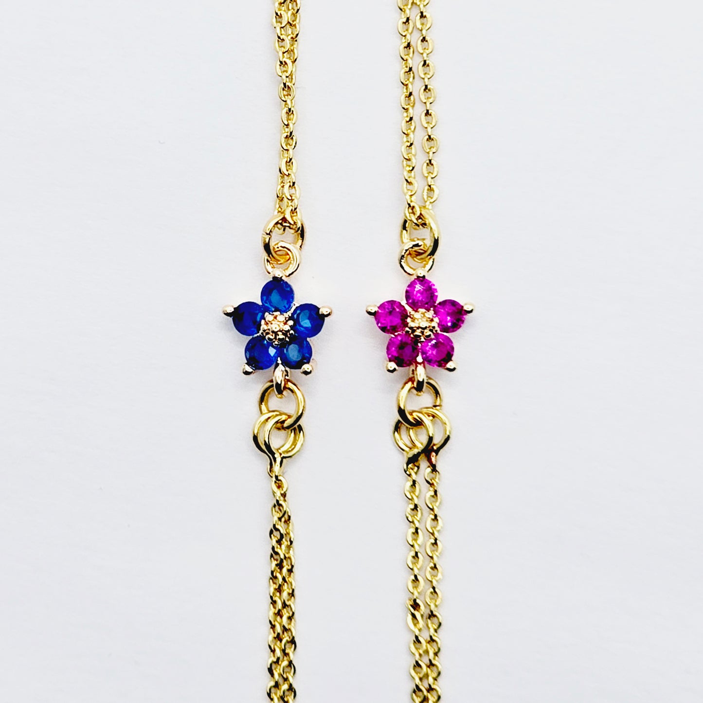 Gold Necklace to Nipple 18K with CZ Flower, Pierced or Not Pierced Nipple, or Choose Nipple Clamps.