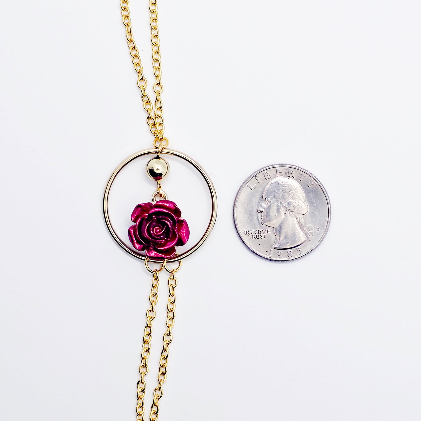 Necklace to Nipple, Gold, Circle, and Red Rose. Your Choice of Nipple Attachment