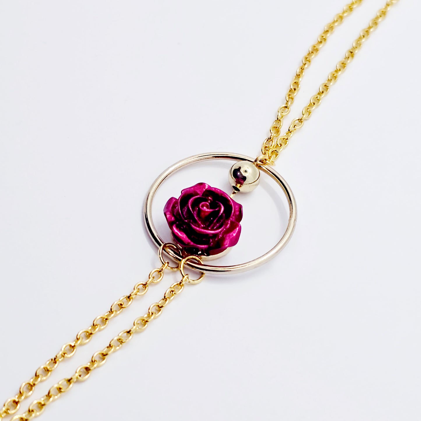 Necklace to Nipple, Gold, Circle, and Red Rose. Your Choice of Nipple Attachment