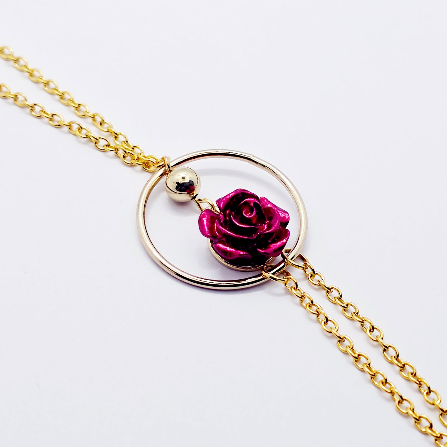 Necklace to Nipple, Gold, Circle, and Red Rose. Your Choice of Nipple Attachment