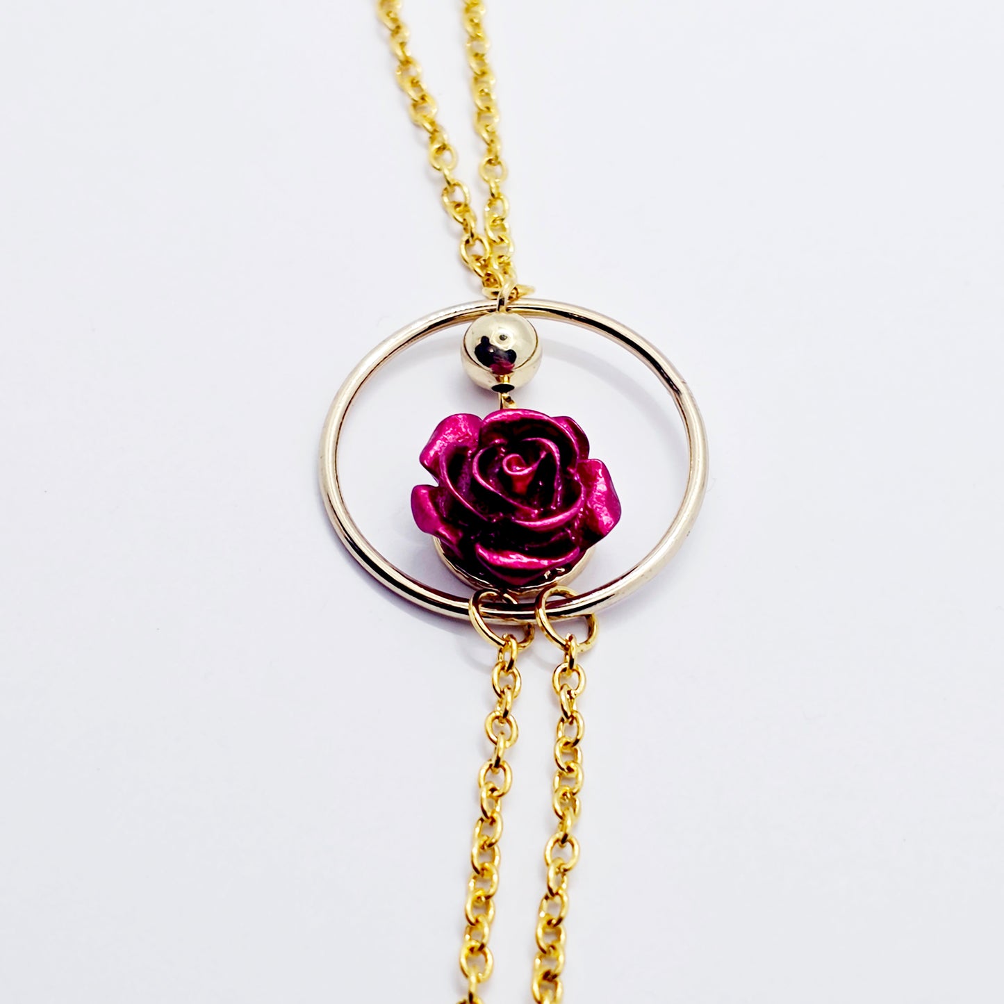 Necklace to Nipple, Gold, Circle, and Red Rose. Your Choice of Nipple Attachment