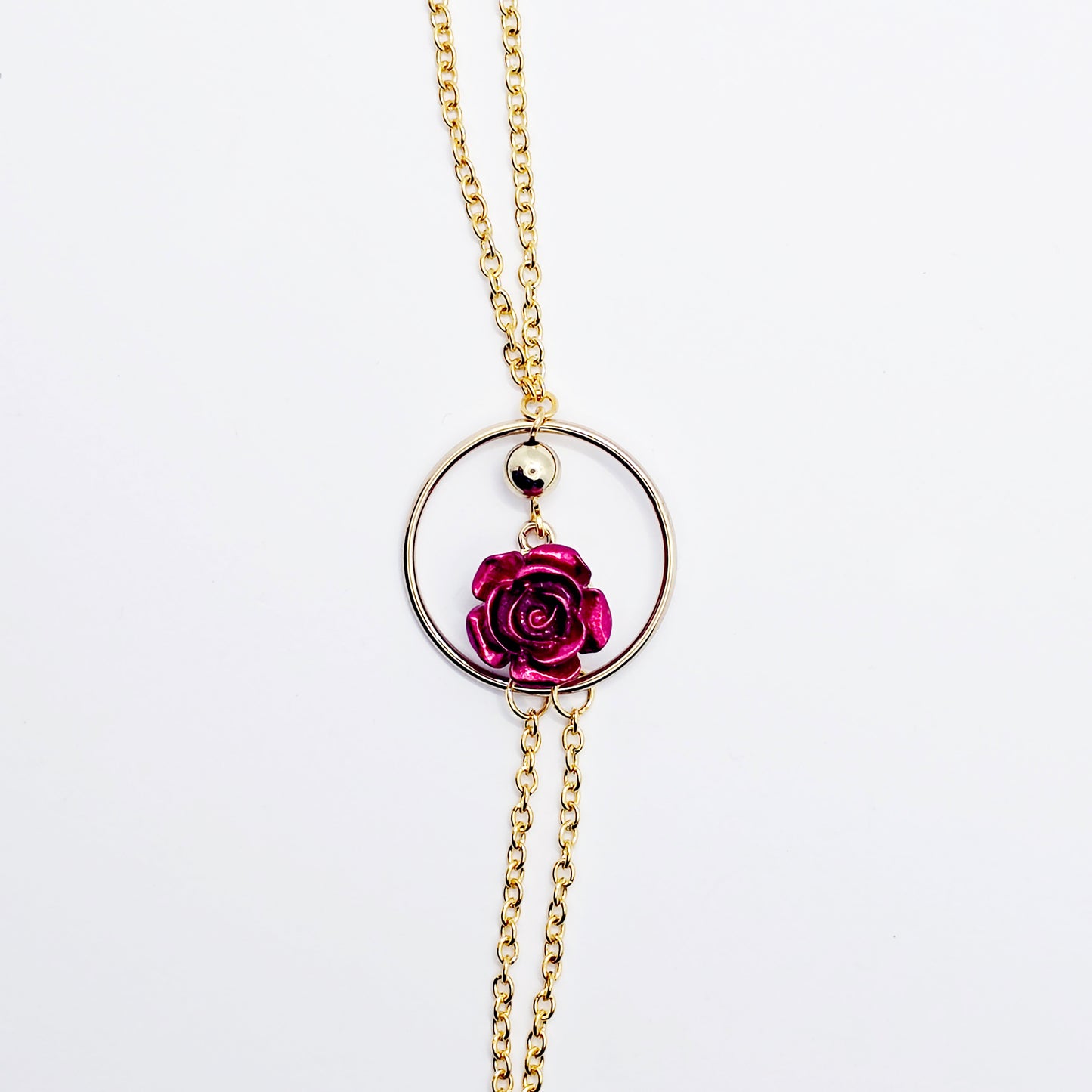 Necklace to Nipple, Gold, Circle, and Red Rose. Your Choice of Nipple Attachment