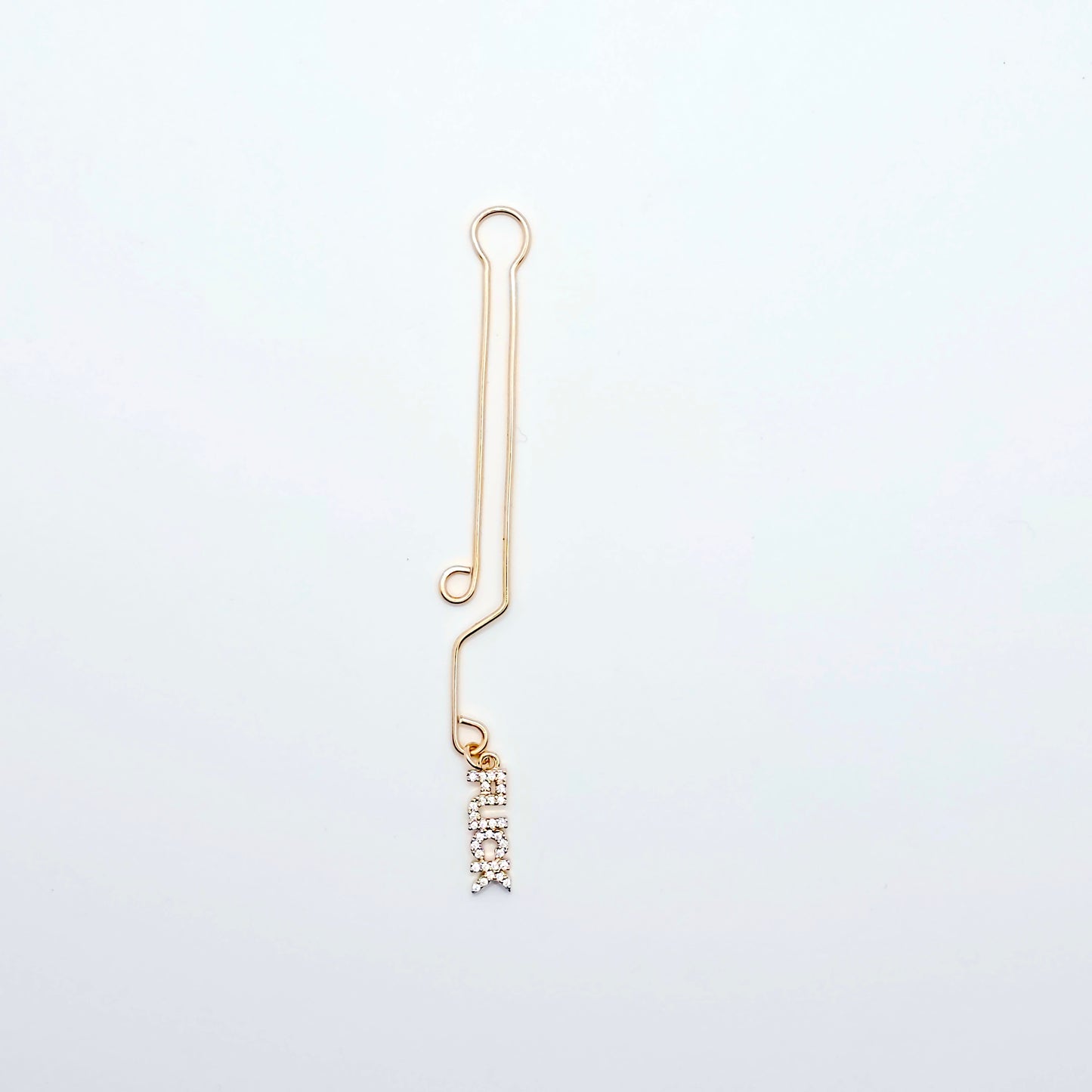 Naughty Gold Labia Clip with CZ Pendant - FUCK