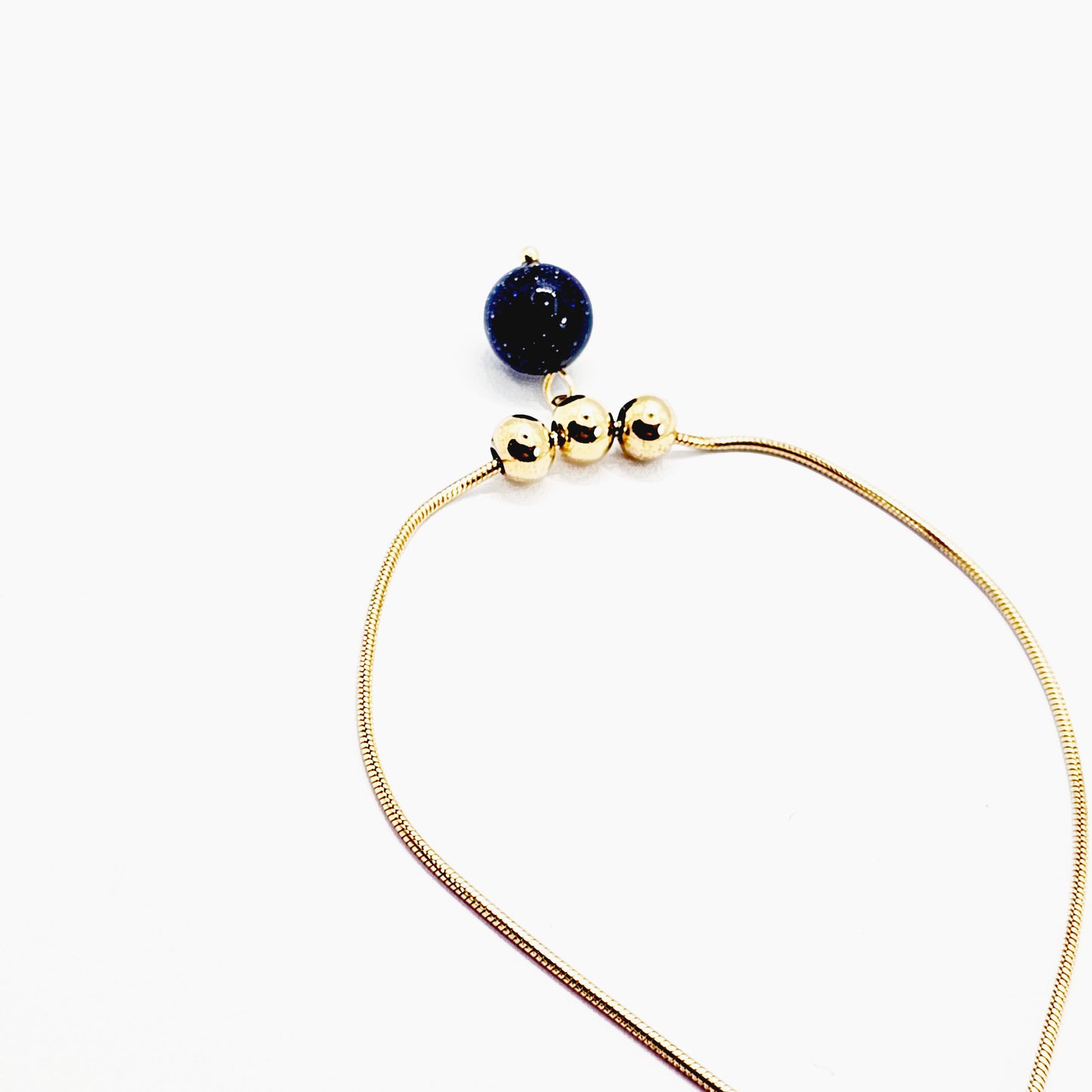 Penis Noose Bracelet with Dazzling Blue Goldstone Beads. Gold Stainless Steel Penis Lasso, Cock Ring Jewelry