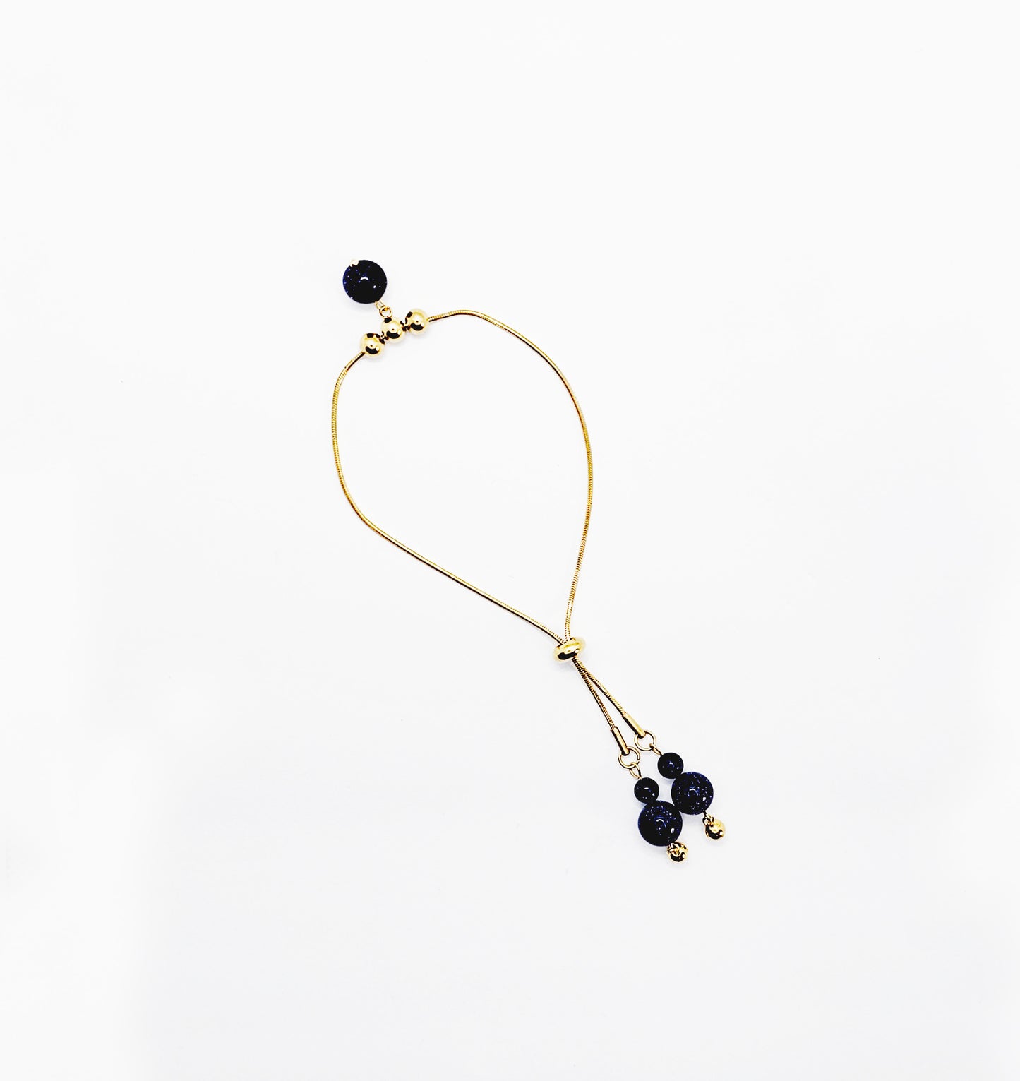 Penis Noose Bracelet with Dazzling Blue Goldstone Beads. Gold Stainless Steel Penis Lasso, Cock Ring Jewelry