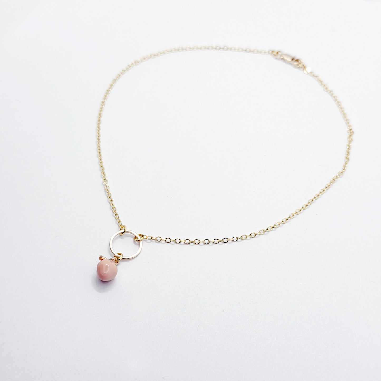 Gold Day Collar with Peach. 18K Gold Circle of O Discreet Collar for BDSM Submissive.
