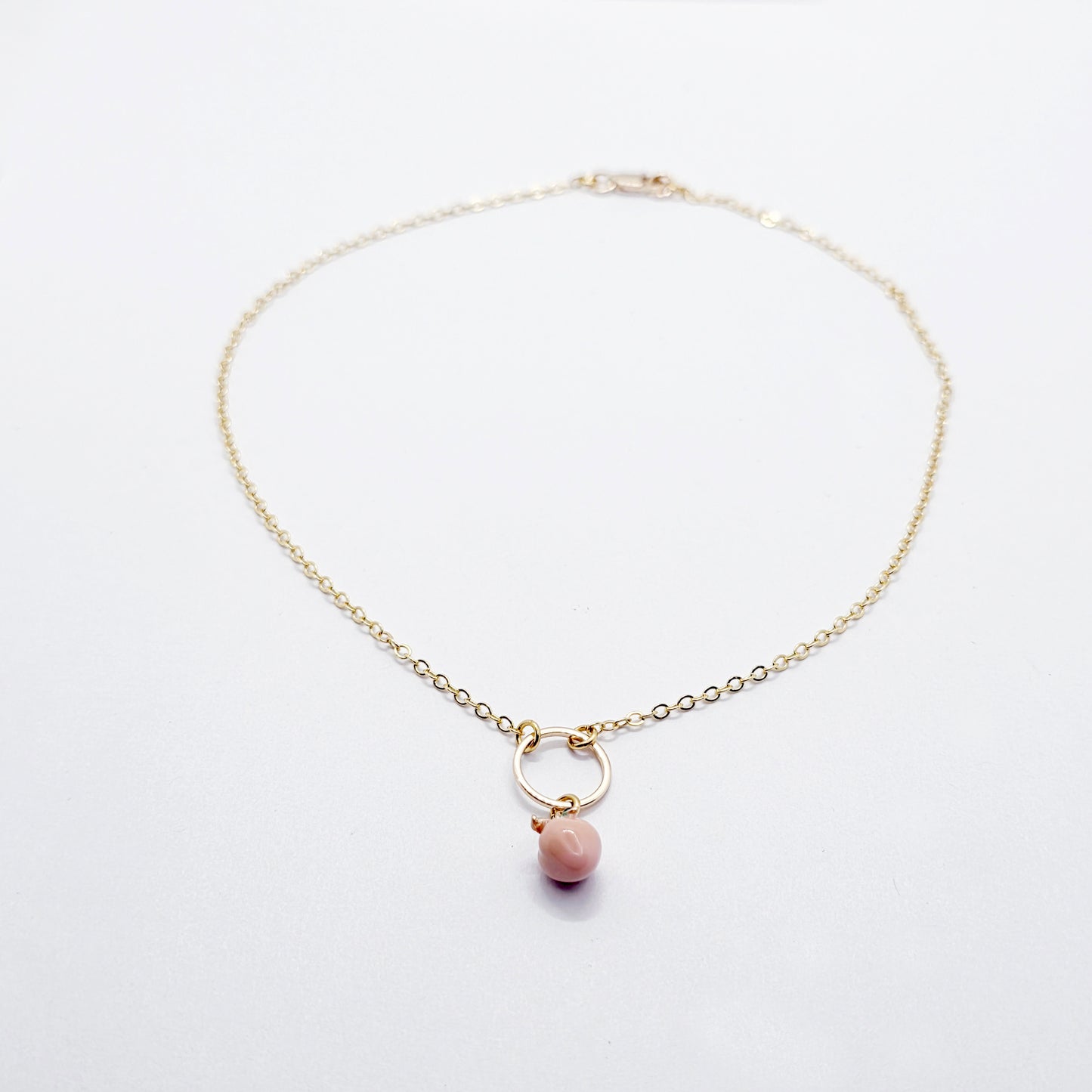 Gold Day Collar with Peach. 18K Gold Circle of O Discreet Collar for BDSM Submissive.