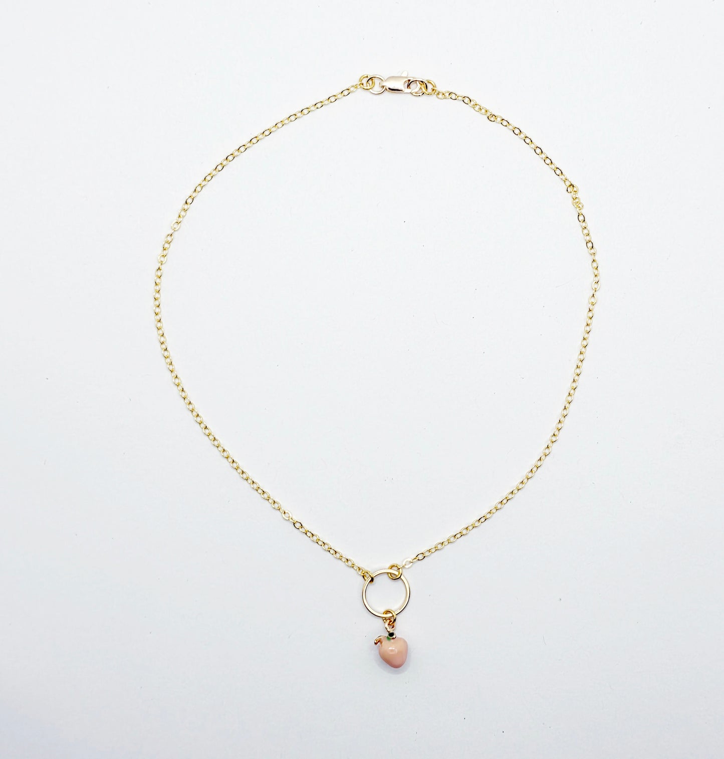 Gold Day Collar with Peach. 18K Gold Circle of O Discreet Collar for BDSM Submissive.