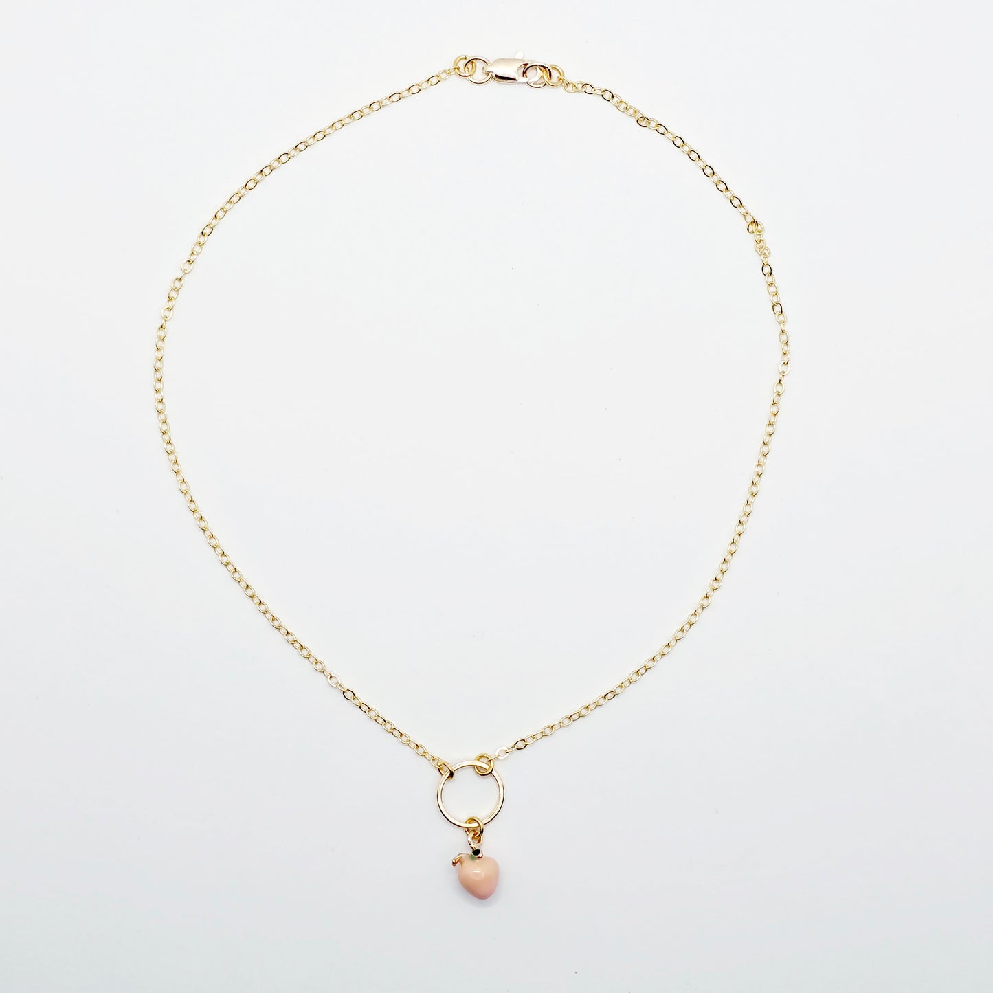 Gold Day Collar with Peach. 18K Gold Circle of O Discreet Collar for BDSM Submissive.