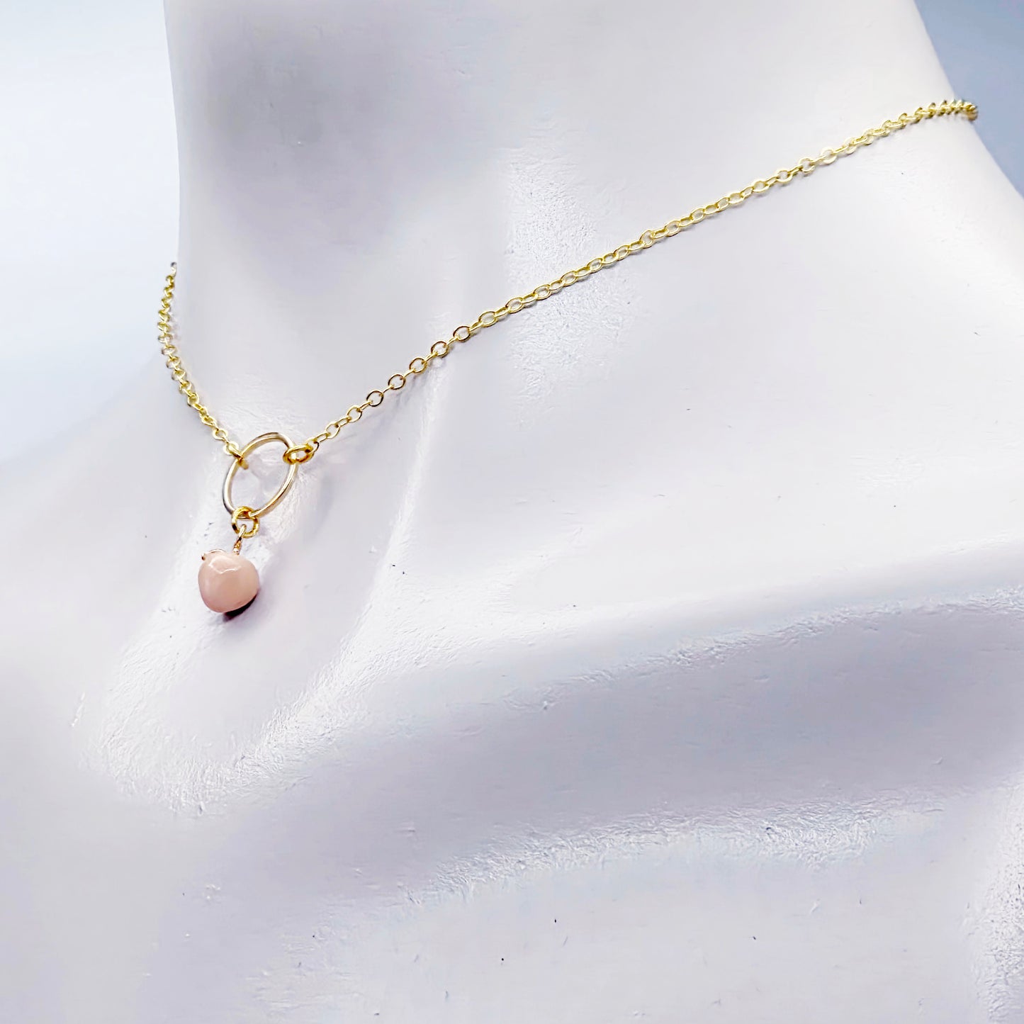 Gold Day Collar with Peach. 18K Gold Circle of O Discreet Collar for BDSM Submissive.
