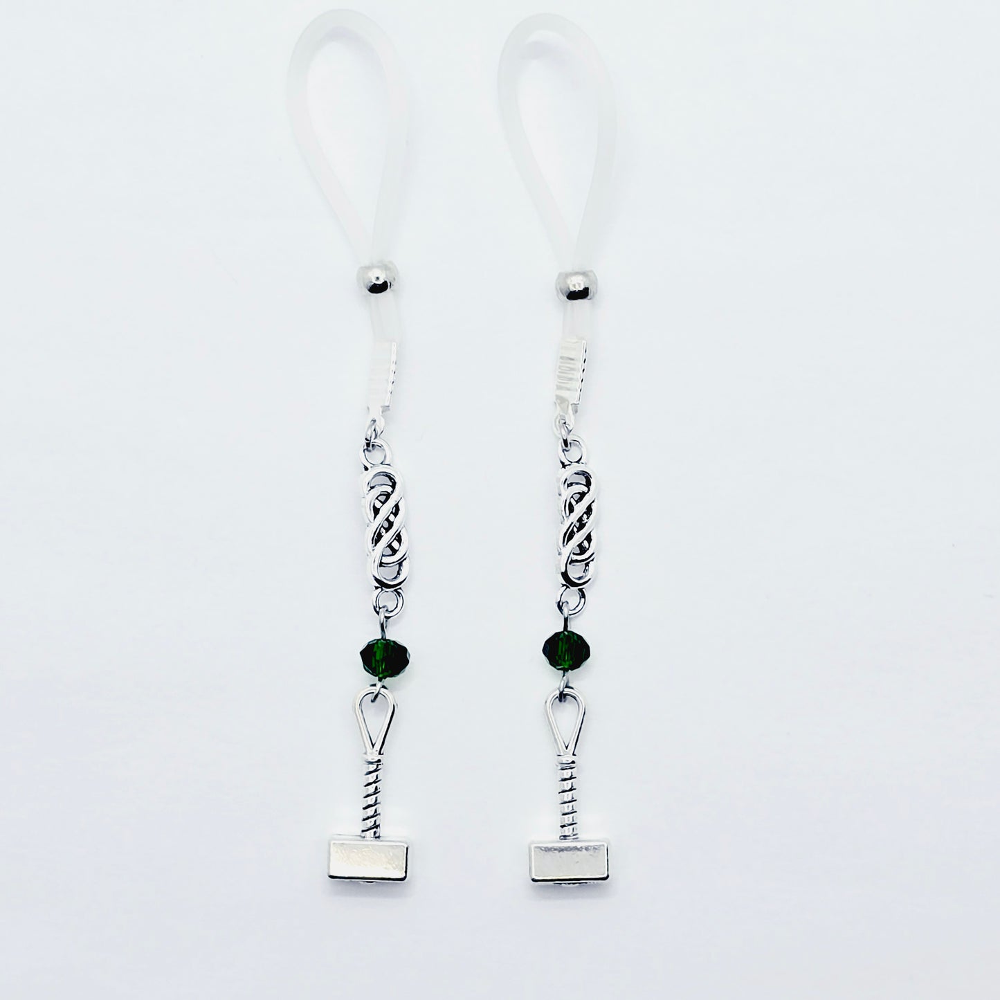 Non Piercing Nipple Nooses or Nipple Clamps, with Celtic Knots and Hammer