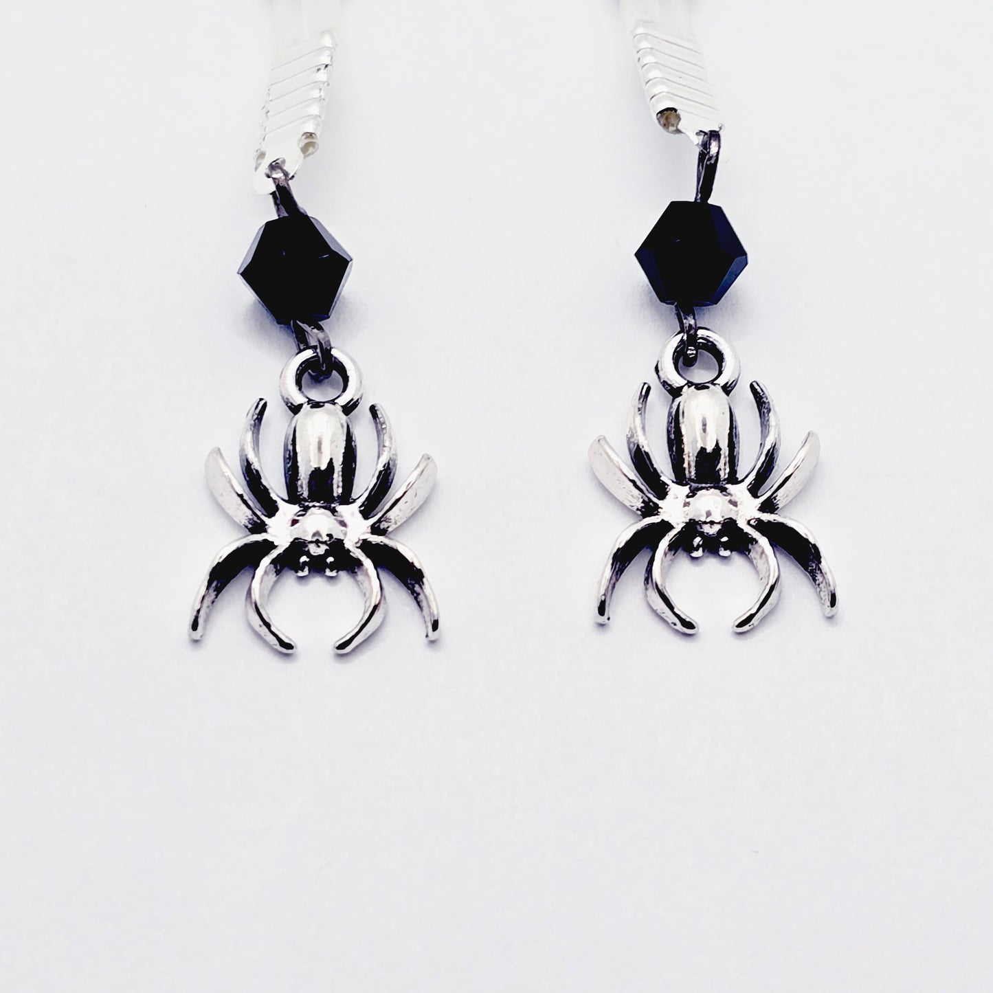 Spider Nipple Dangles with Black Crystals and Non-Piercing Nipple Nooses or Nipple Clamps.