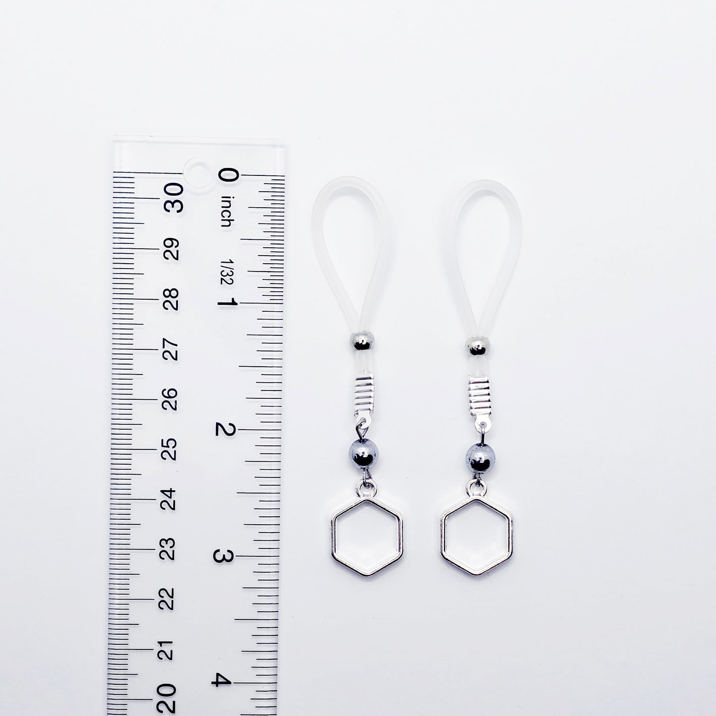 Nipple Noose Jewelry with Hexagons. Non-Piercing Nipple Jewelry.