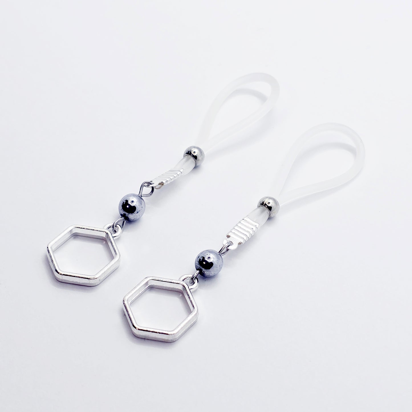 Nipple Noose Jewelry with Hexagons. Non-Piercing Nipple Jewelry.
