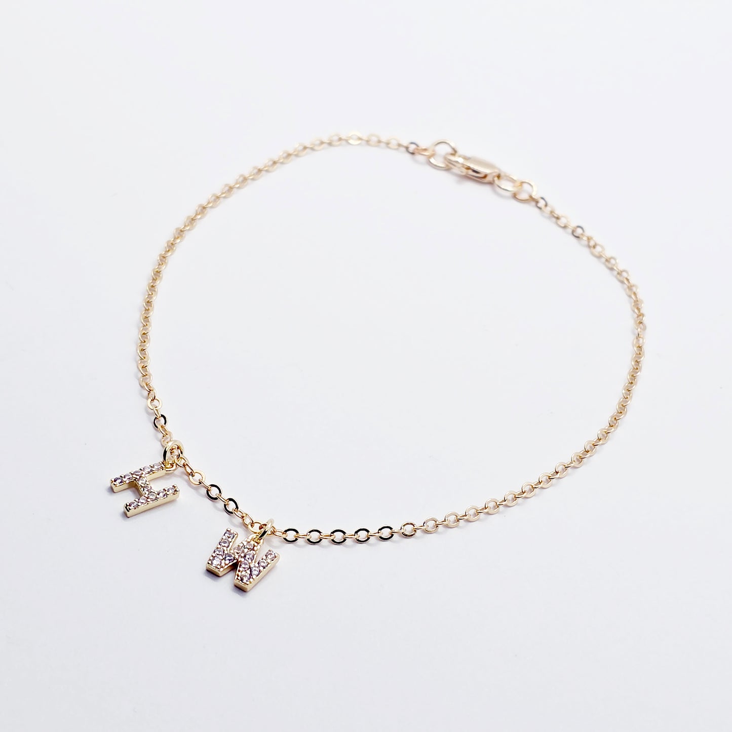 Hotwife Anklet, 18K Real Gold, Discreet Ankle Bracelet with H and W. Swingers Jewelry
