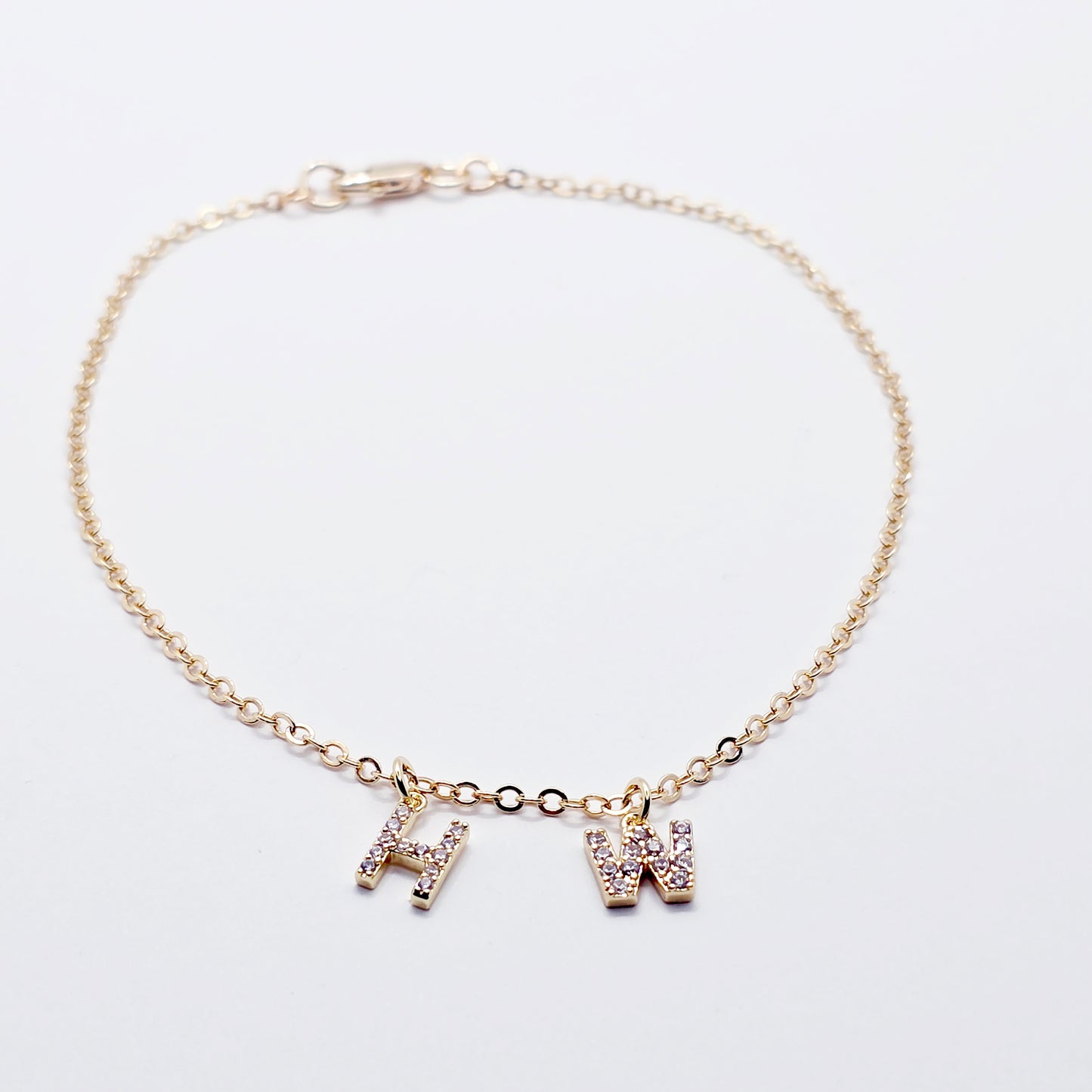 Hotwife Anklet, 18K Real Gold, Discreet Ankle Bracelet with H and W. Swingers Jewelry
