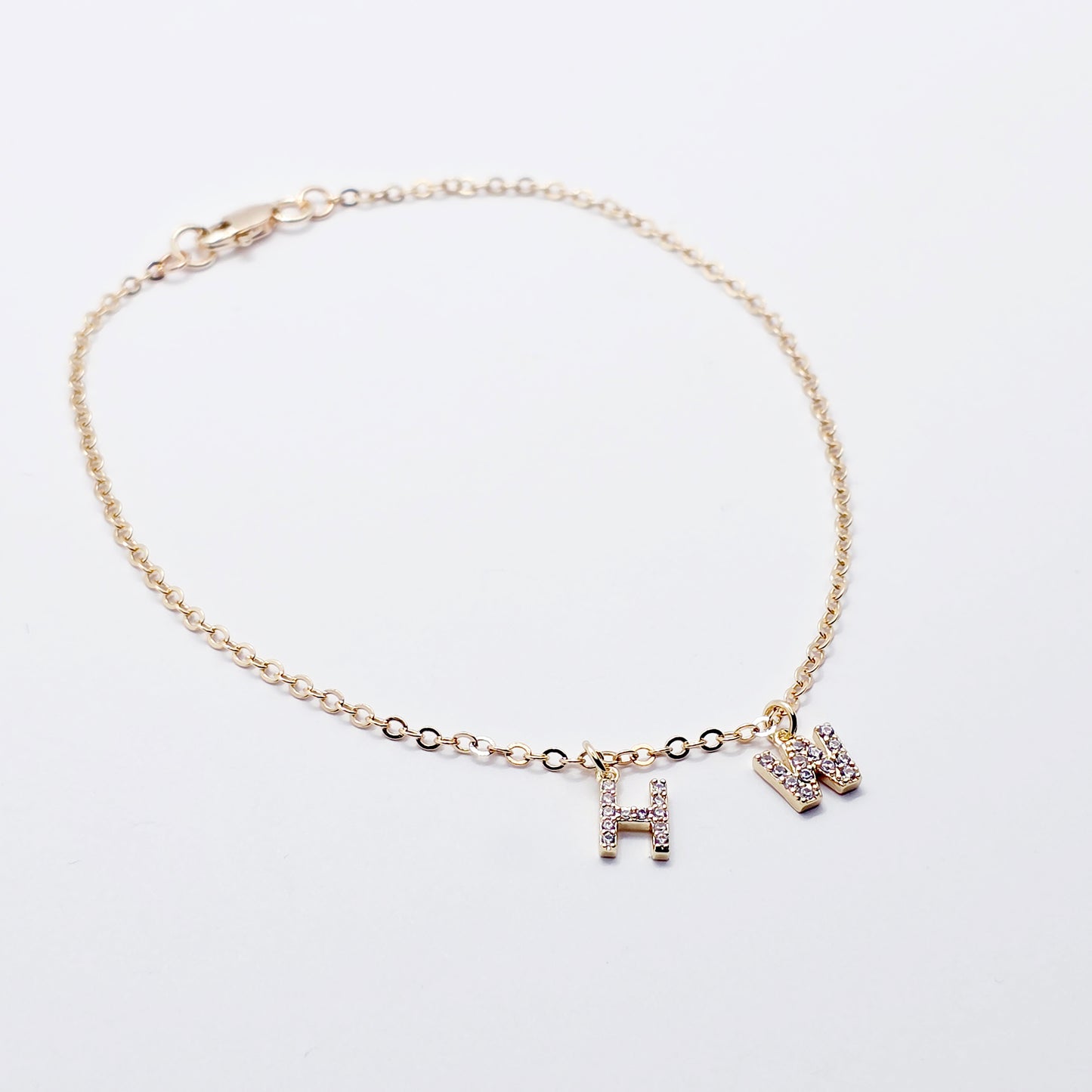 Hotwife Anklet, 18K Real Gold, Discreet Ankle Bracelet with H and W. Swingers Jewelry