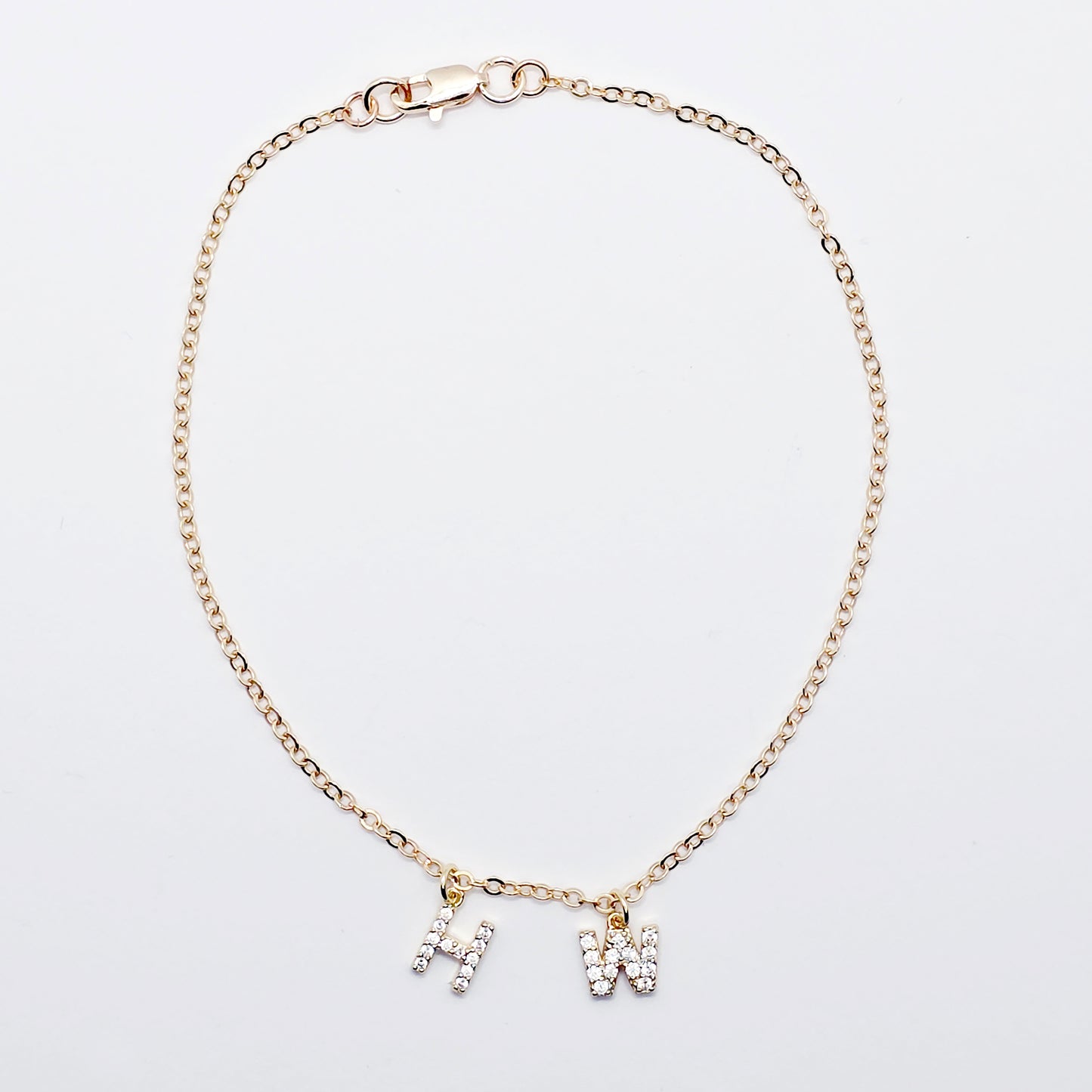 Hotwife Anklet, 18K Real Gold, Discreet Ankle Bracelet with H and W. Swingers Jewelry