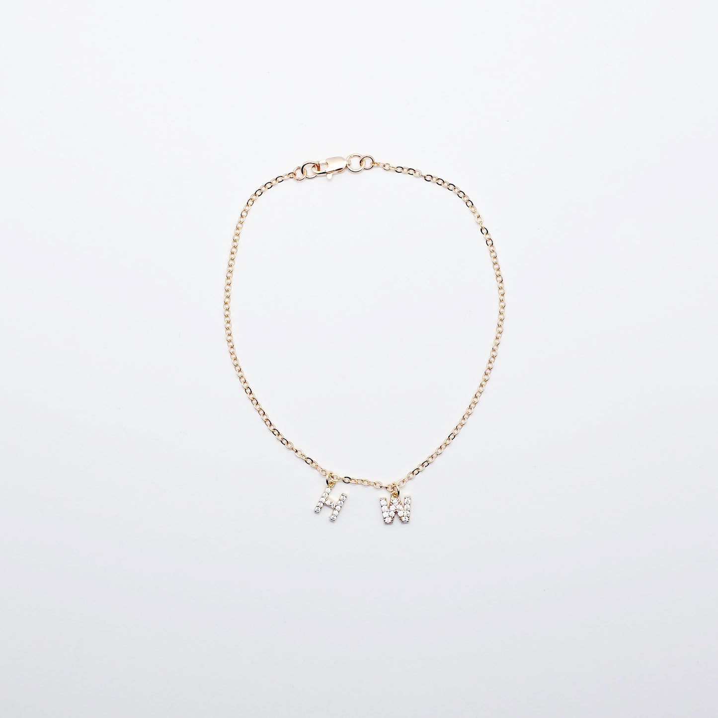Hotwife Anklet, 18K Real Gold, Discreet Ankle Bracelet with H and W. Swingers Jewelry