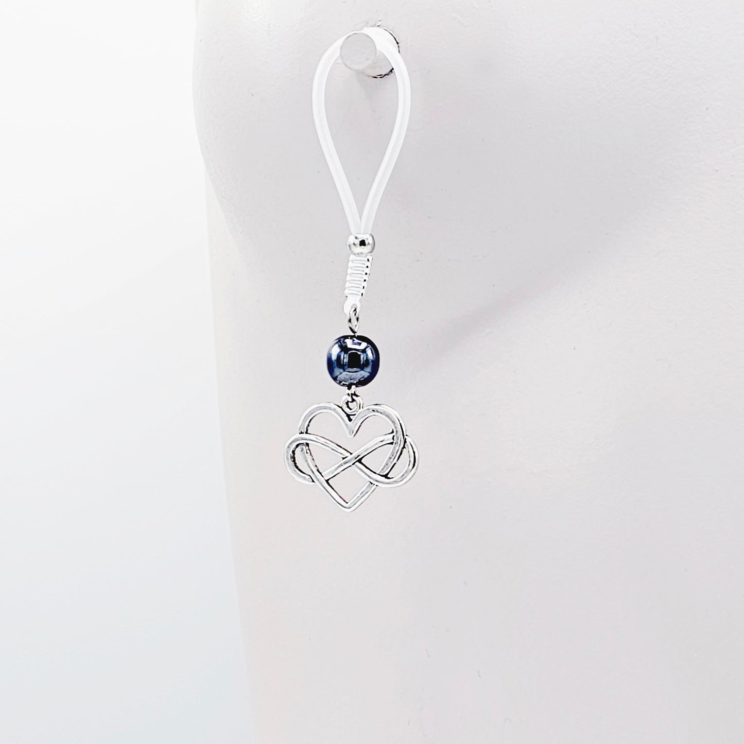 Polyamorous Infinity Heart and Hematite Nipple Dangles. Choose Soft Nooses or Nipple Clamps. BDSM