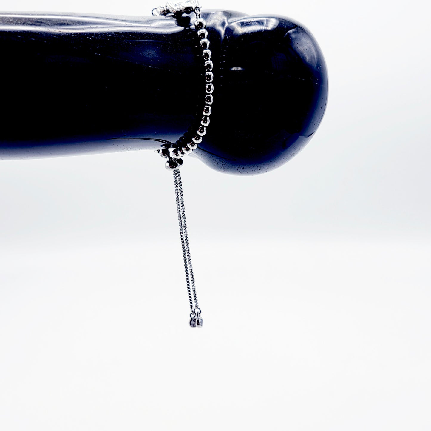 Platinum Penis Noose, Adjustable Cock Bracelet with Beads