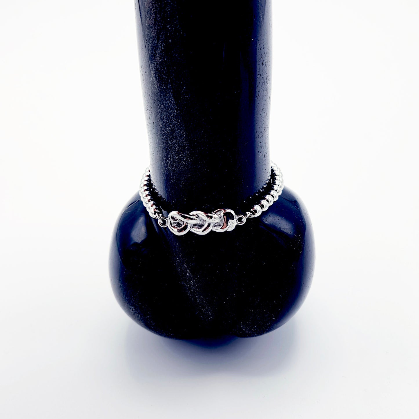 Platinum Penis Noose, Adjustable Cock Bracelet with Beads