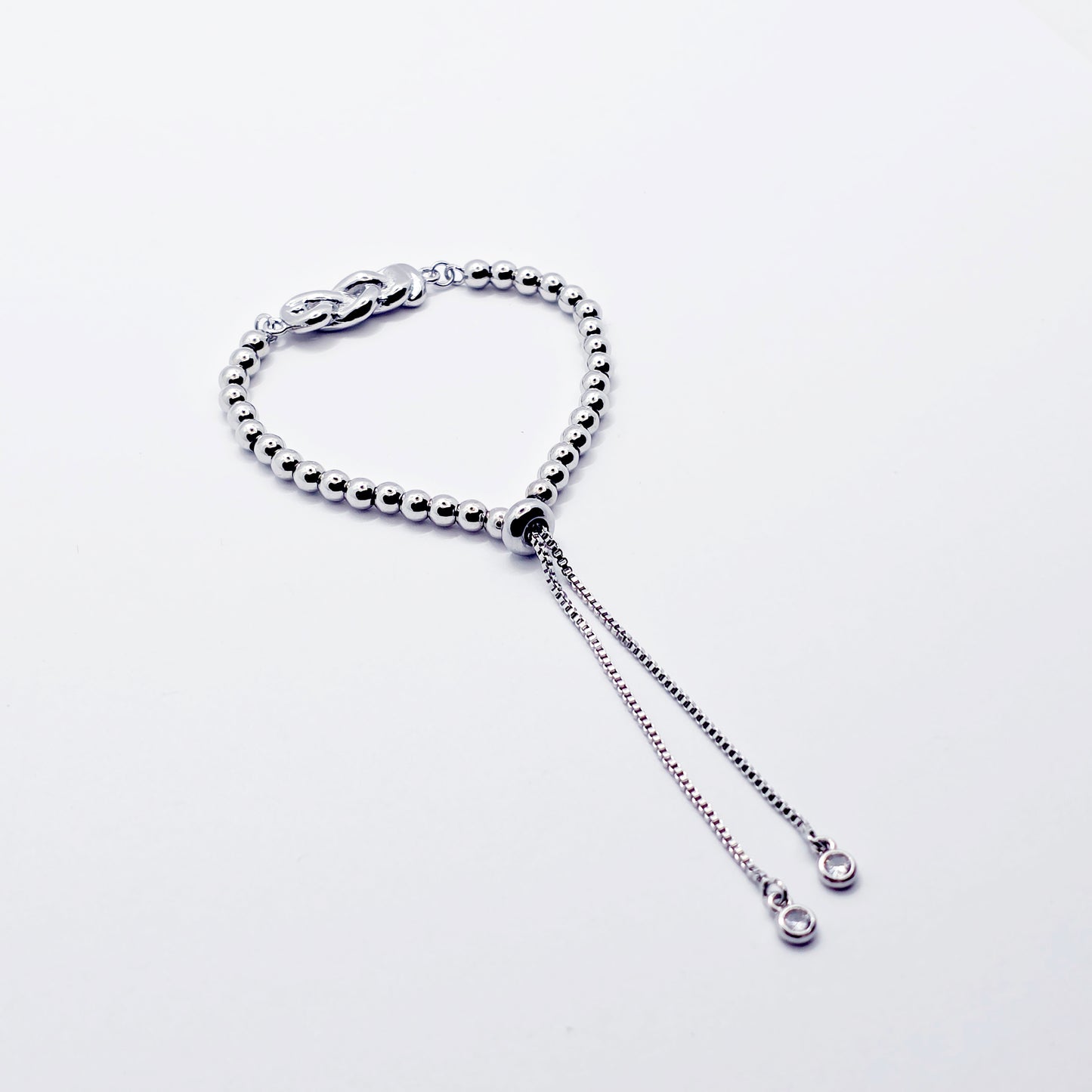 Platinum Penis Noose, Adjustable Cock Bracelet with Beads