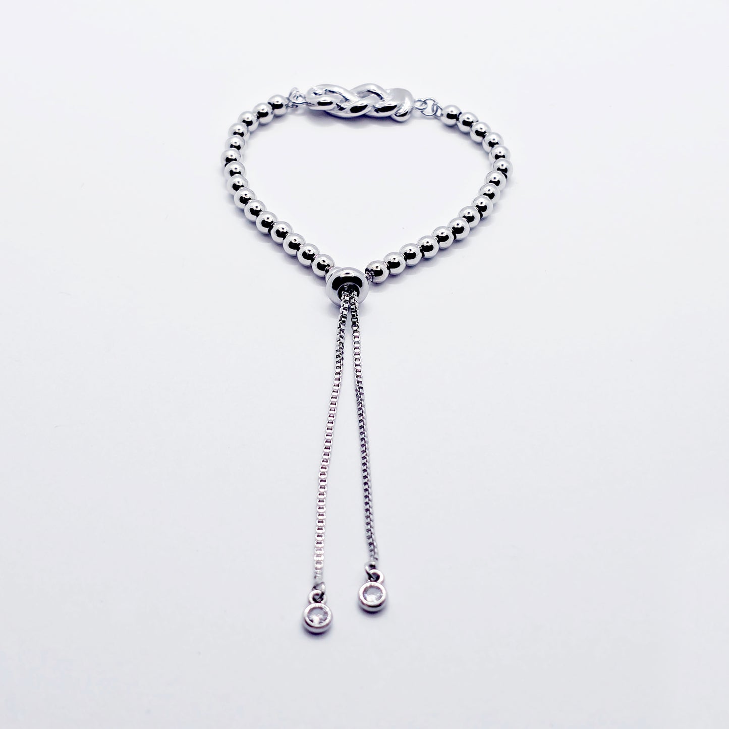 Platinum Penis Noose, Adjustable Cock Bracelet with Beads