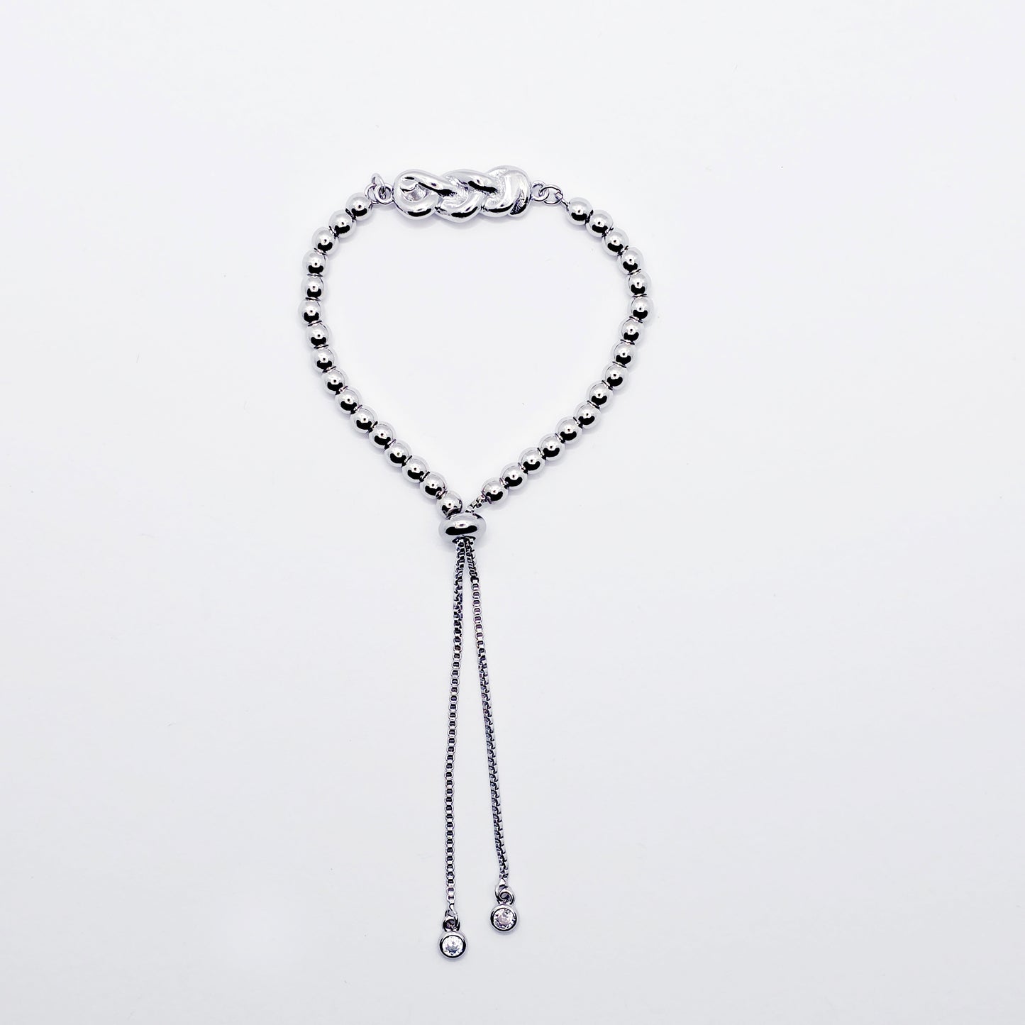 Platinum Penis Noose, Adjustable Cock Bracelet with Beads