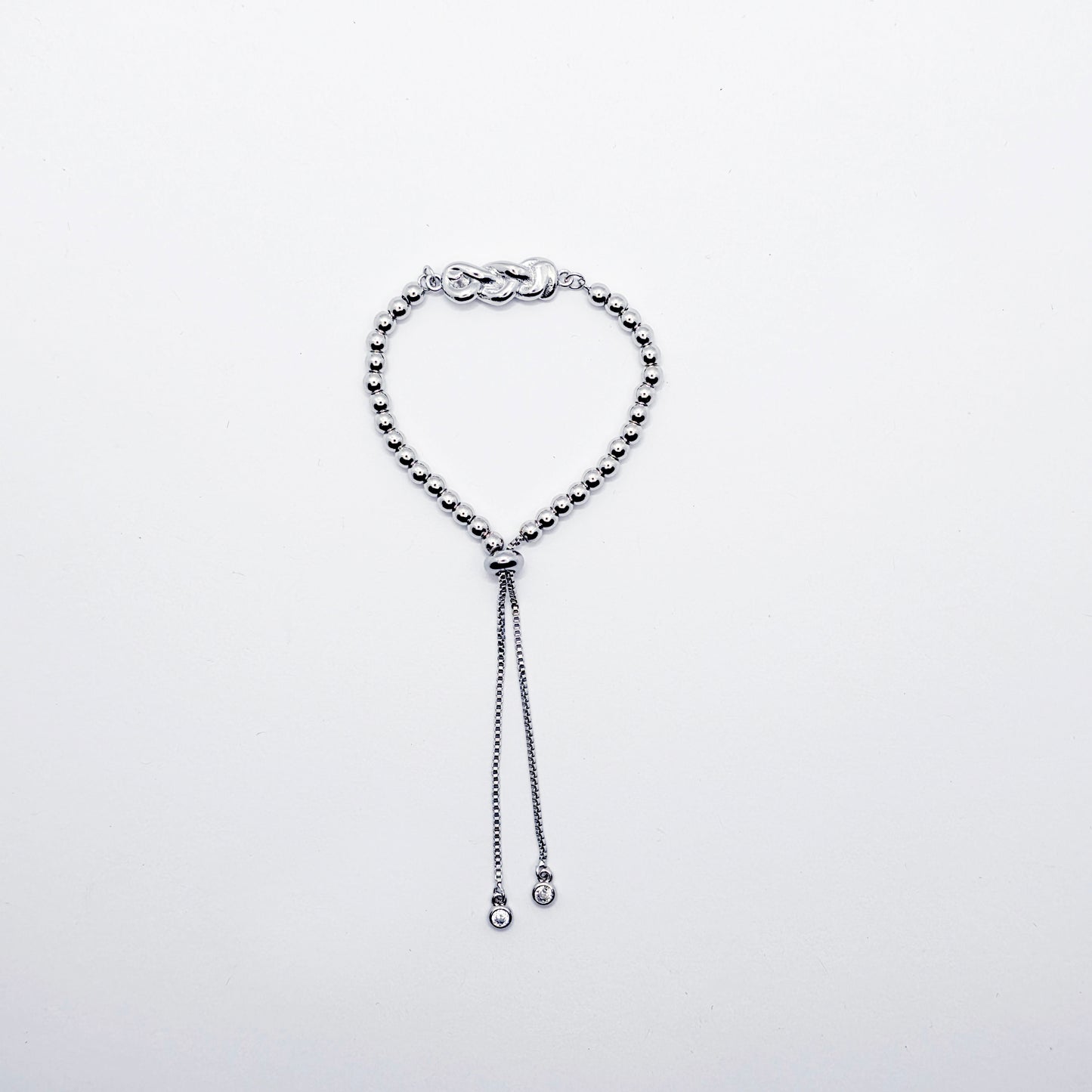 Platinum Penis Noose, Adjustable Cock Bracelet with Beads
