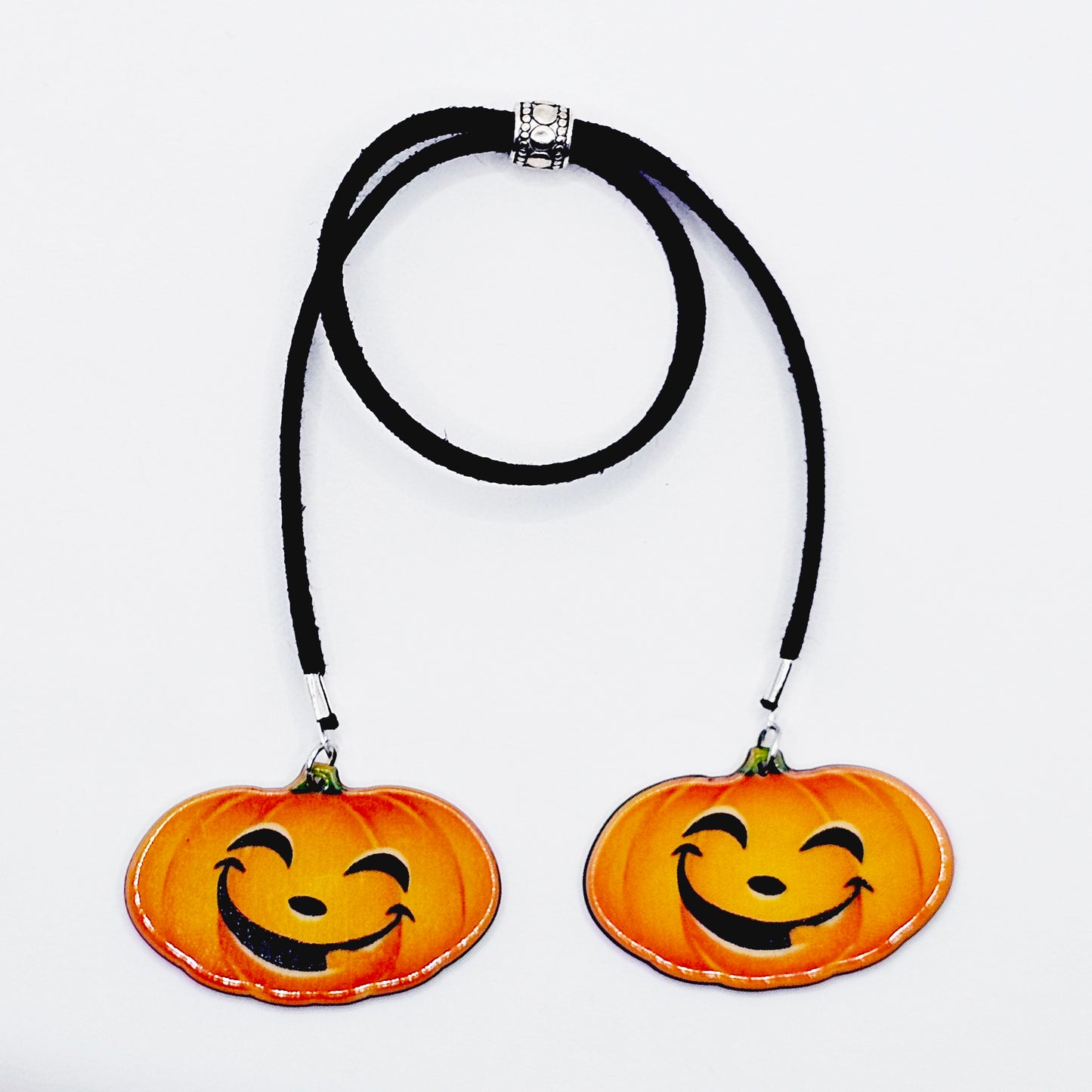 Penis Noose Bracelet for Halloween. Adjustable Faux Leather Cock and Ball Tassel with Silly Jack-O-Lanterns