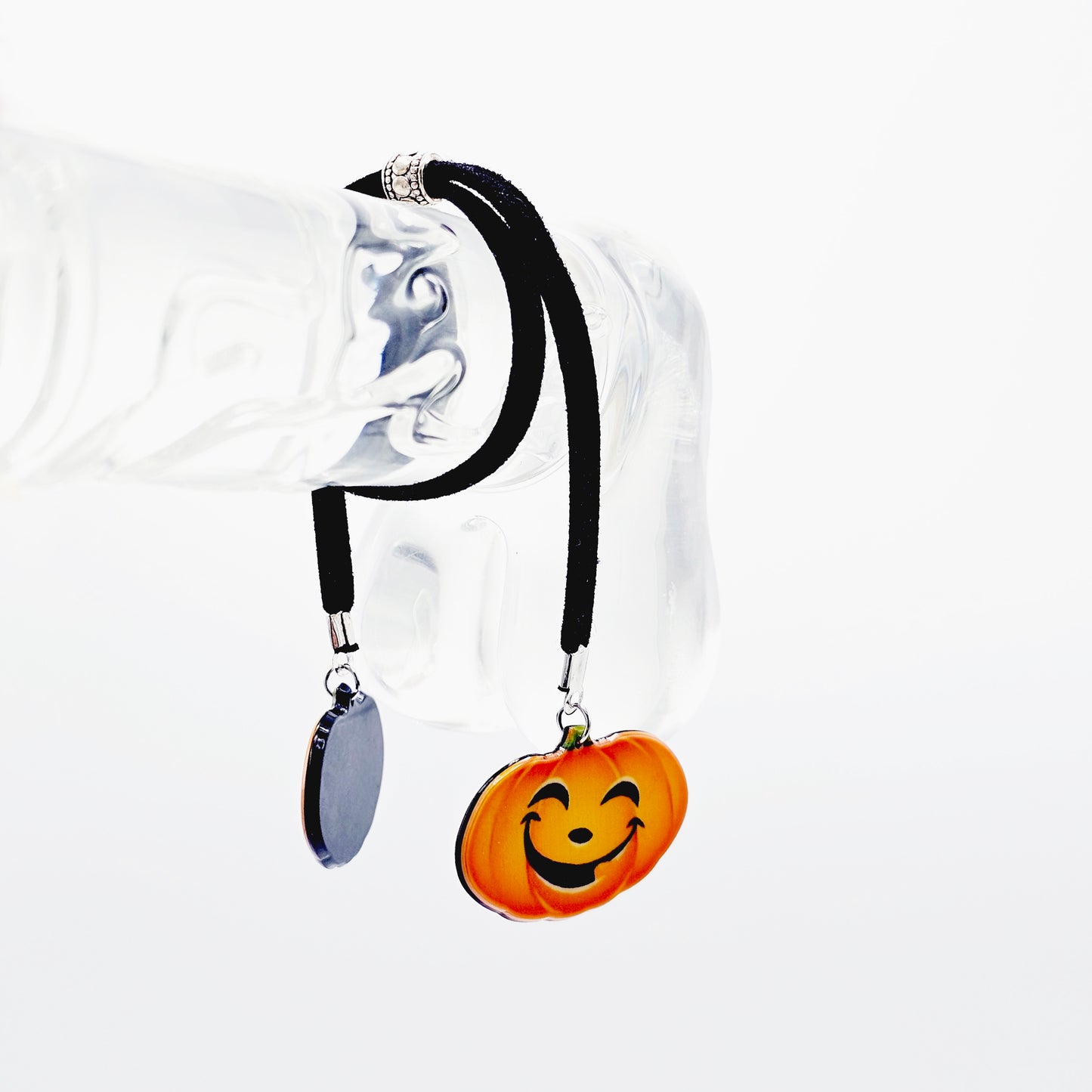 Penis Noose Bracelet for Halloween. Adjustable Faux Leather Cock and Ball Tassel with Silly Jack-O-Lanterns