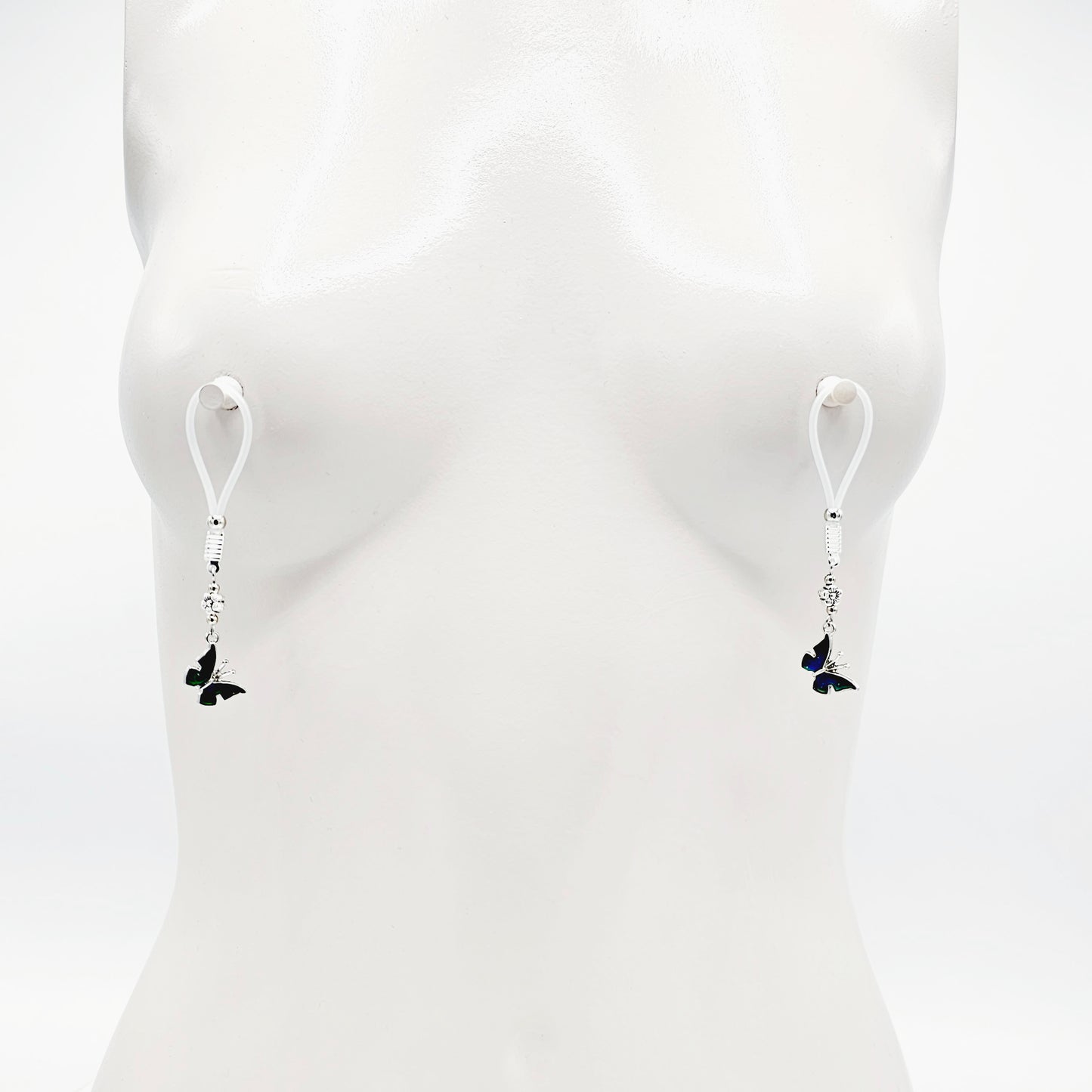 Nipple and Clit Intimate Jewelry Set, Non Piercing, with Color Changing Butterflies. Nipple Nooses or Clamps.