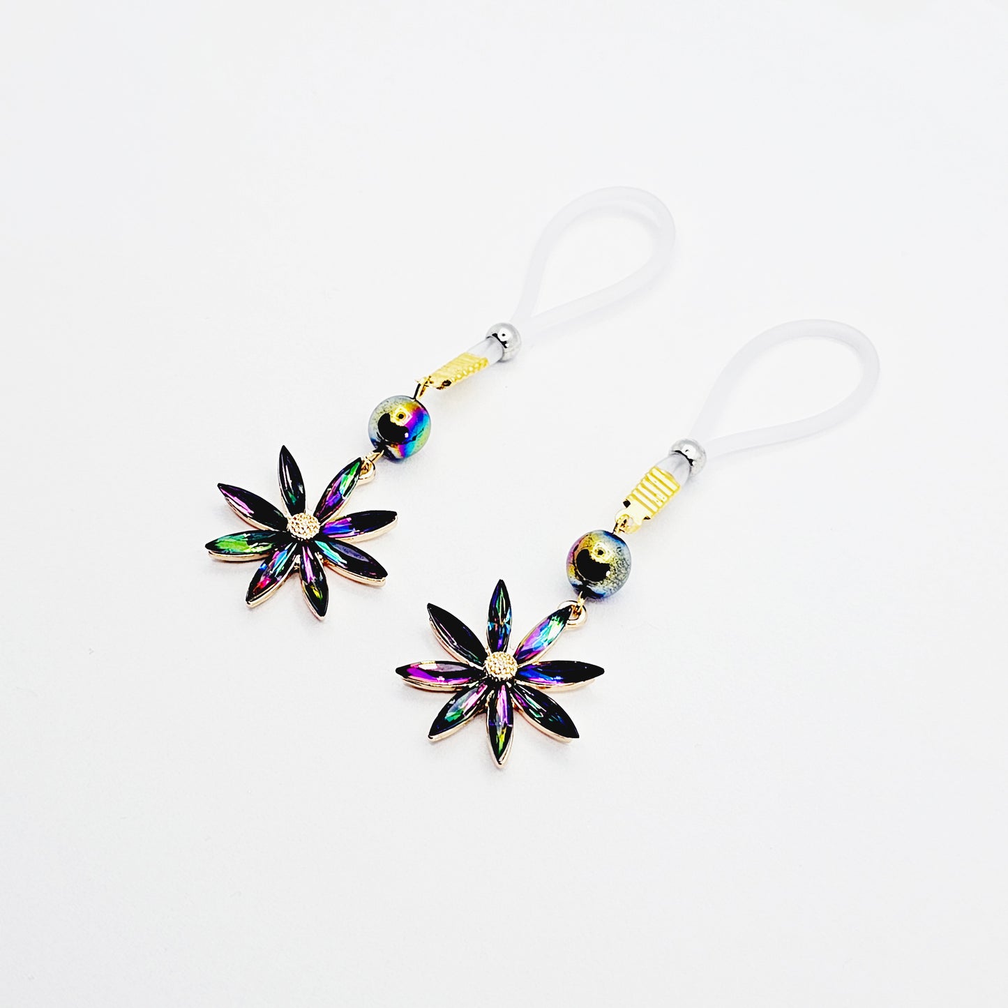 Non Piercing Nipple Nooses or Nipple Clamps with Colorful Flowers.