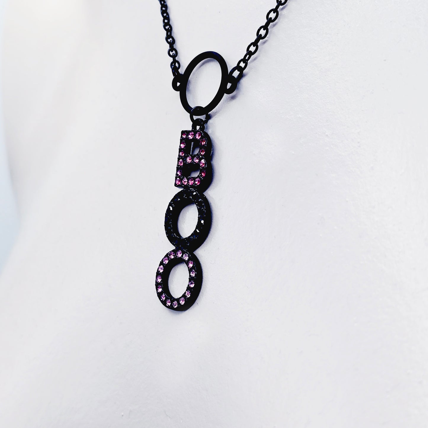 Discreet Day Collar, Black, with Circle Pendant and BOO Pendant for Halloween Gift for Your Boo. BDSM Submissive