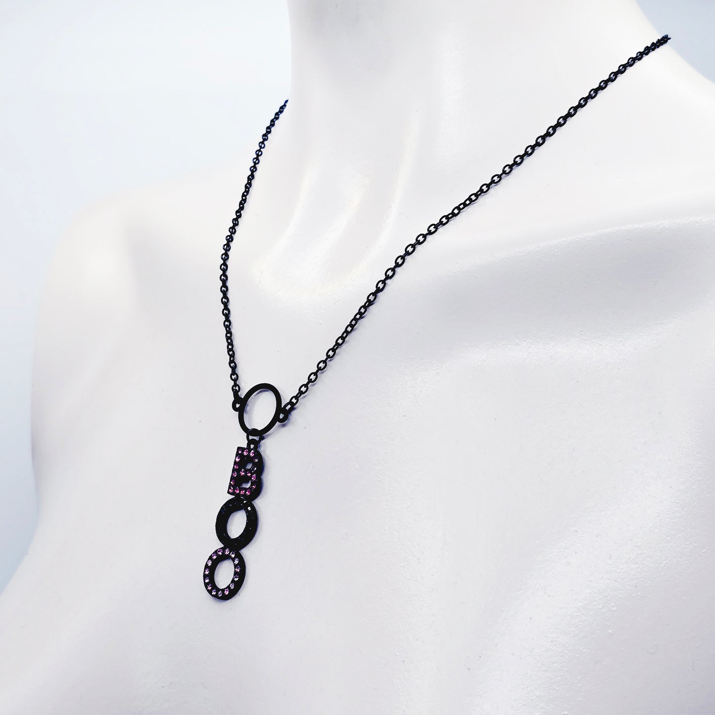 Discreet Day Collar, Black, with Circle Pendant and BOO Pendant for Halloween Gift for Your Boo. BDSM Submissive