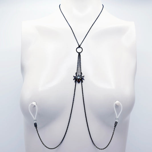 Dangling Spider O-Ring Necklace to Nipple with Your Choice of Nipple Attachment.