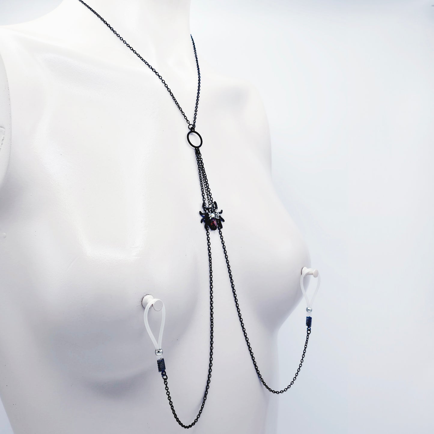 Dangling Spider O-Ring Necklace to Nipple with Your Choice of Nipple Attachment.