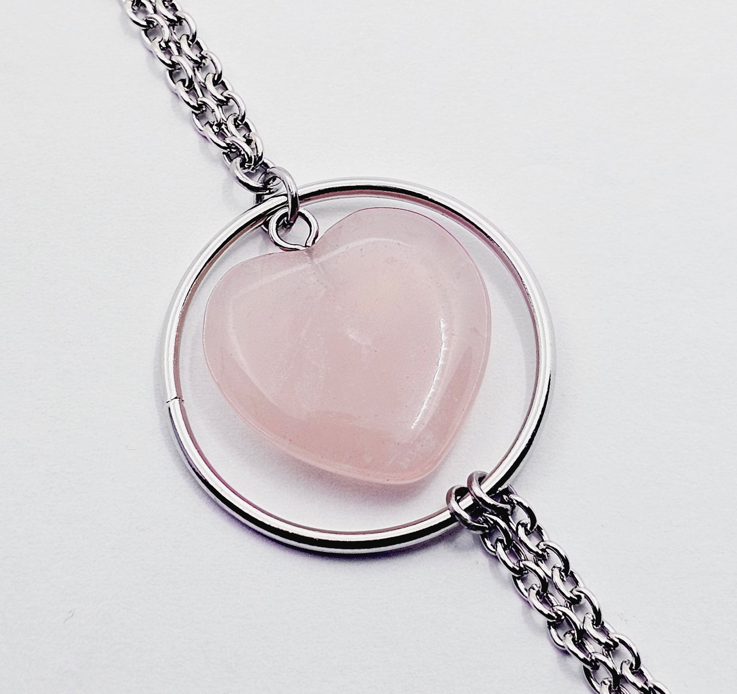 Necklace to Nipple with Real Crystal Heart, Circle of O. Non Piercing Nipple Nooses or Nipple Clamps.