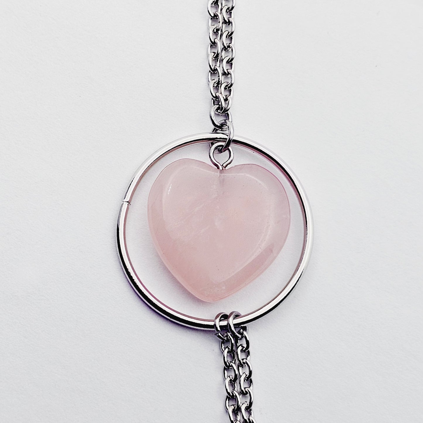 Necklace to Nipple with Real Crystal Heart, Circle of O. Non Piercing Nipple Nooses or Nipple Clamps.