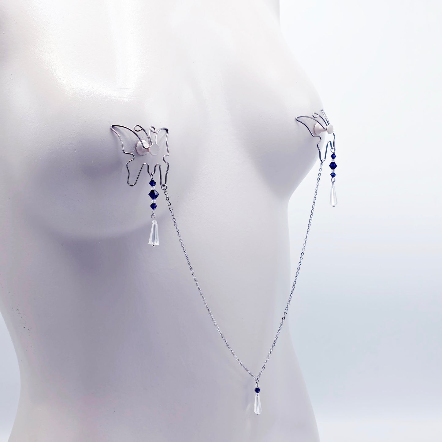 Stainless Steel Butterfly and Crystal Nipple Shields.