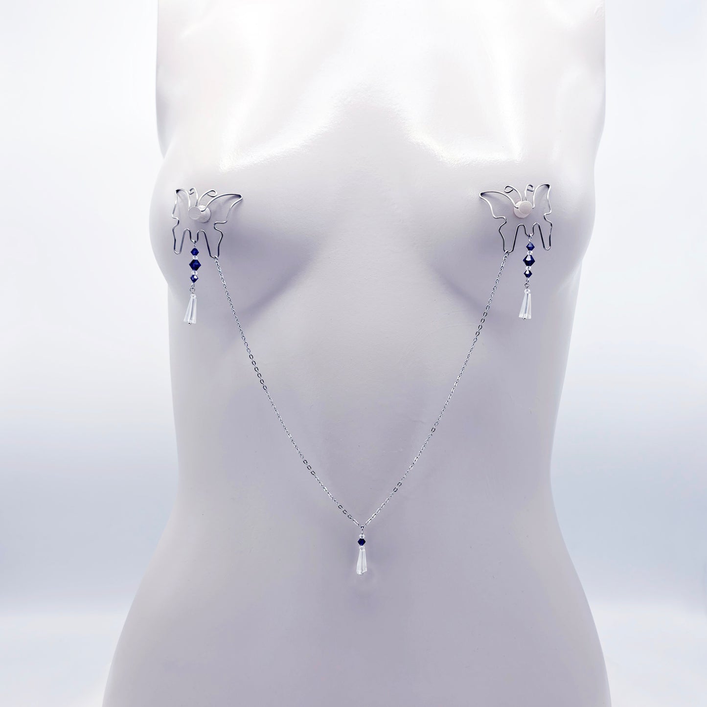 Stainless Steel Butterfly and Crystal Nipple Shields.
