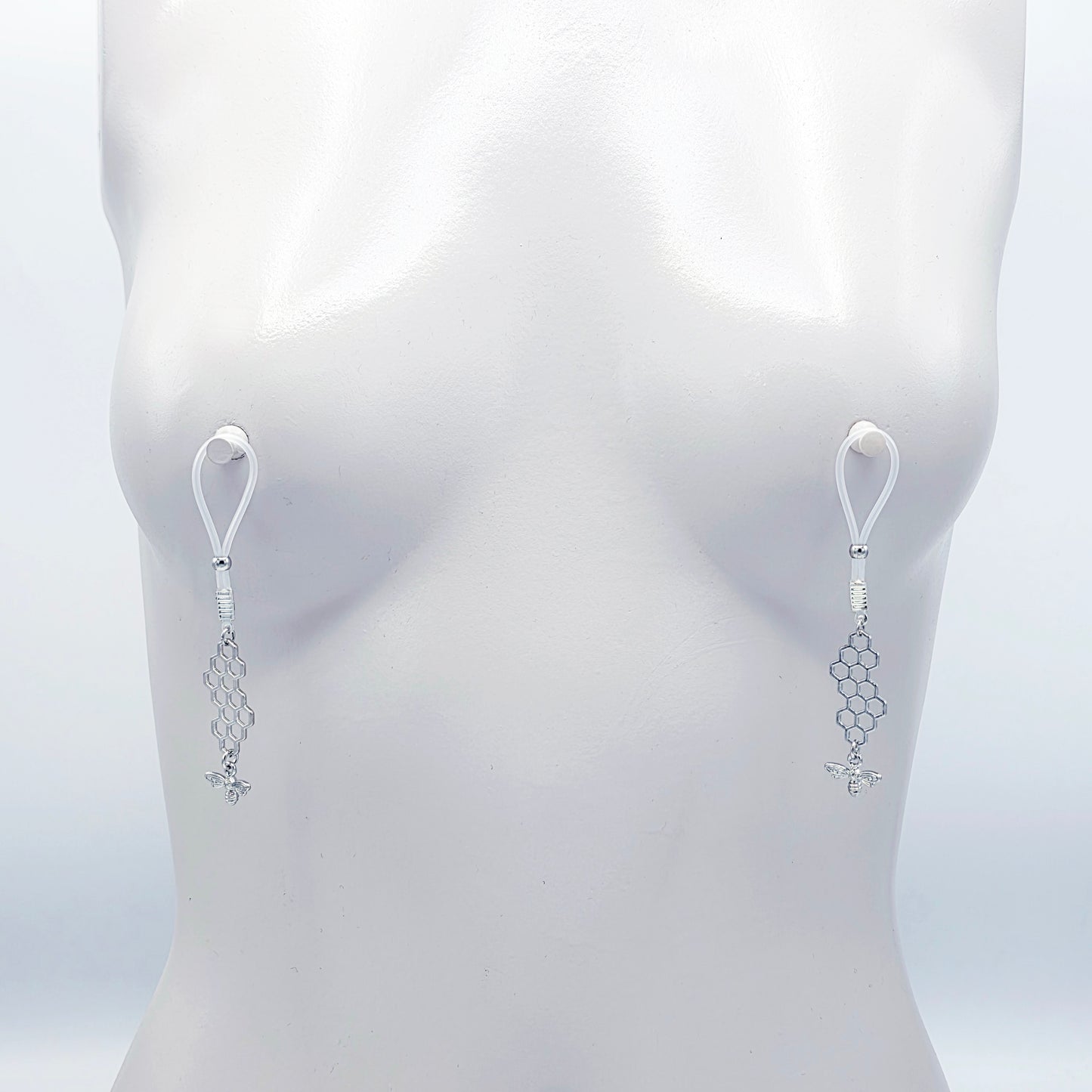 Bee Nipple Dangles on Nipple Nooses or your choice of Nipple Clamps. Non Piercing Nipple, BDSM