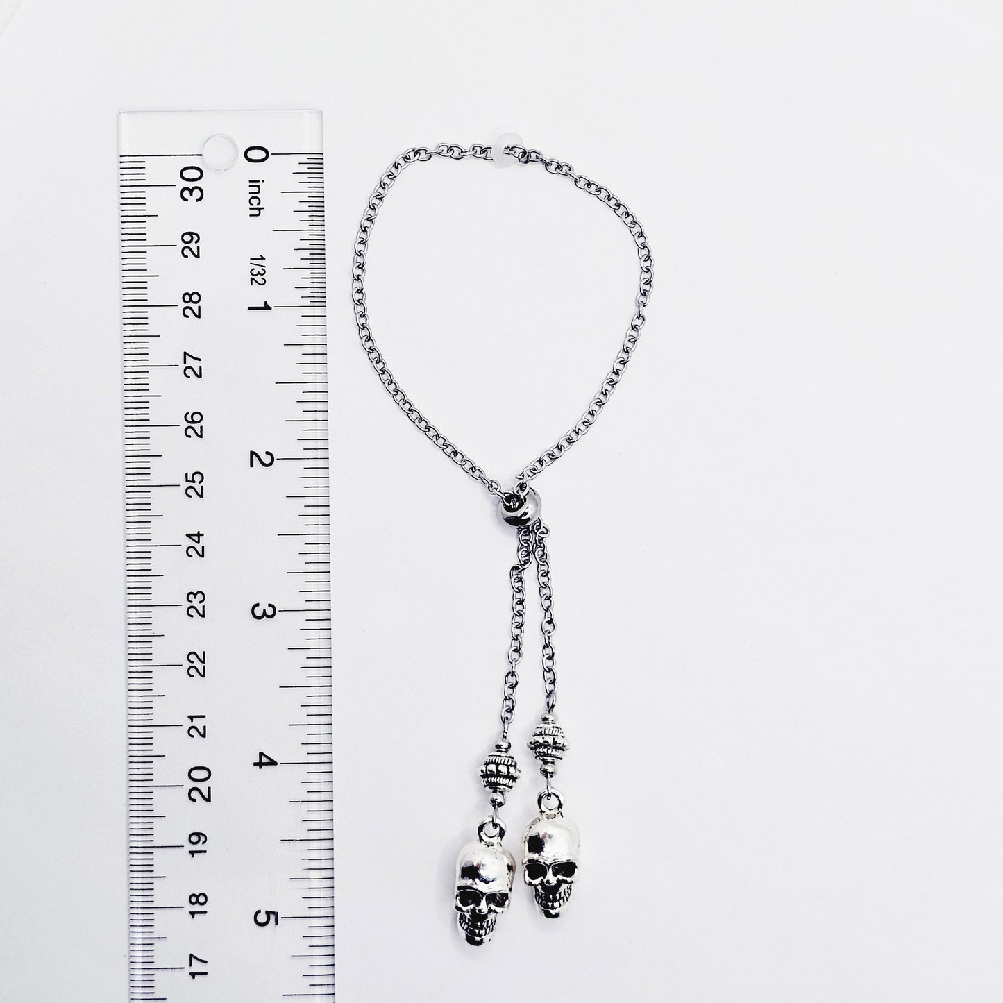 Chain Penis Noose with Skulls. Adjustable Cock Bracelet, Non Piercing Penis Jewelry for Men.