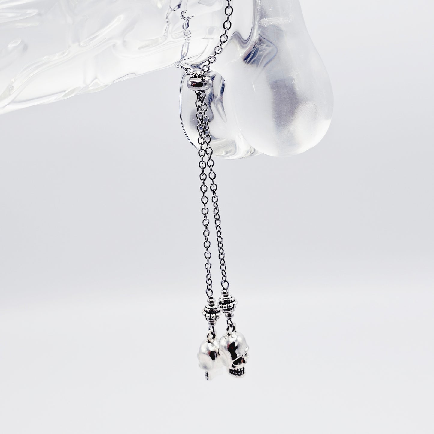 Chain Penis Noose with Skulls. Adjustable Cock Bracelet, Non Piercing Penis Jewelry for Men.