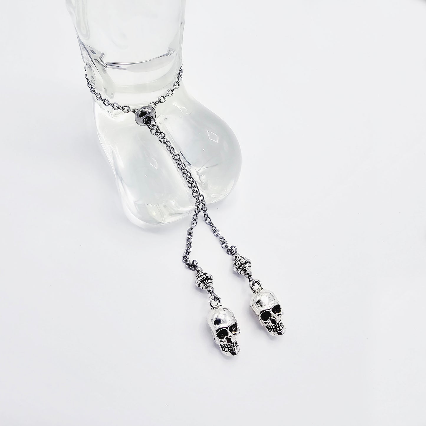 Chain Penis Noose with Skulls. Adjustable Cock Bracelet, Non Piercing Penis Jewelry for Men.