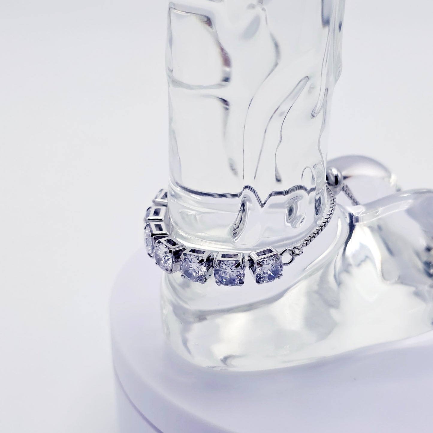 Sparkling Platinum Penis Noose Cock Bracelet, Erotic Intimate Body Jewelry for Men