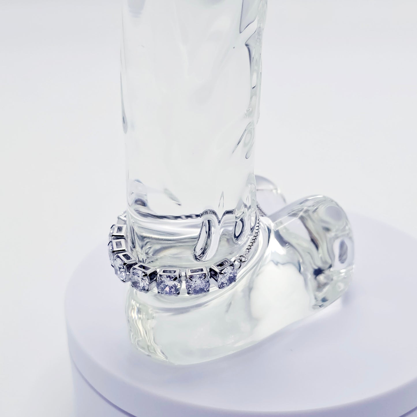 Sparkling Platinum Penis Noose Cock Bracelet, Erotic Intimate Body Jewelry for Men