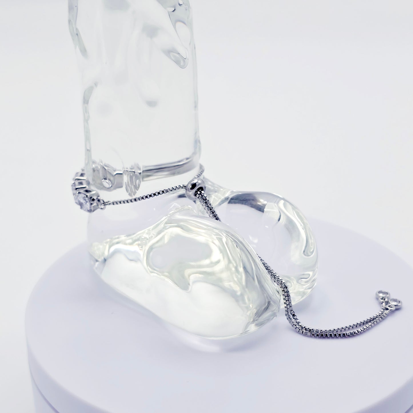 Sparkling Platinum Penis Noose Cock Bracelet, Erotic Intimate Body Jewelry for Men