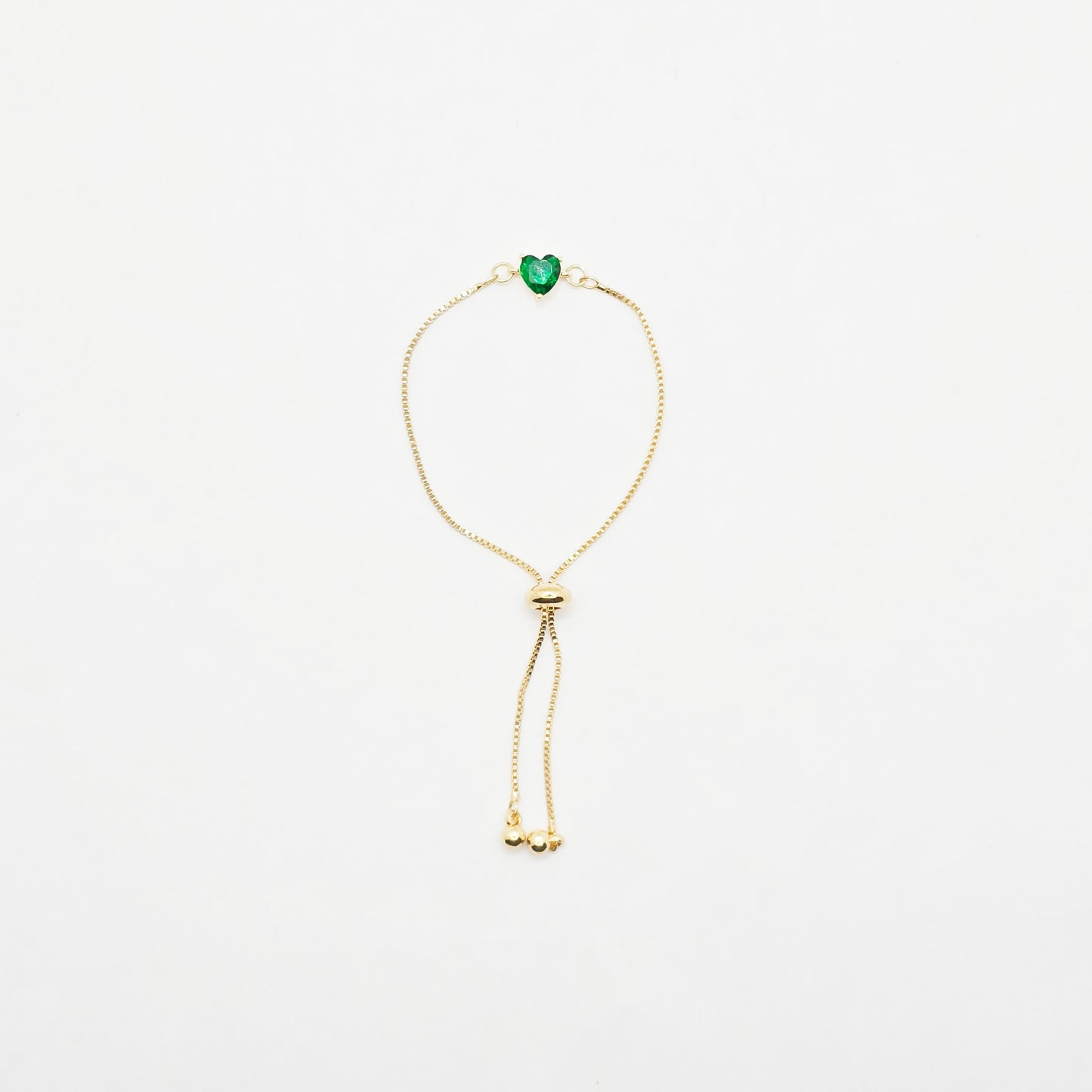 18K Gold Penis Nooses Bracelet with Red or Green Gemstone Heart